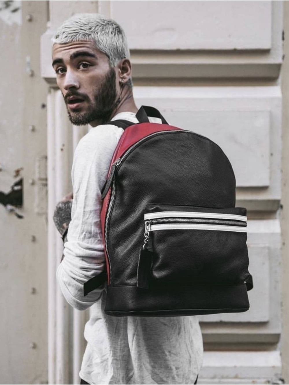 The Kooples x Zayn Malik Black & Red Leather Backpack